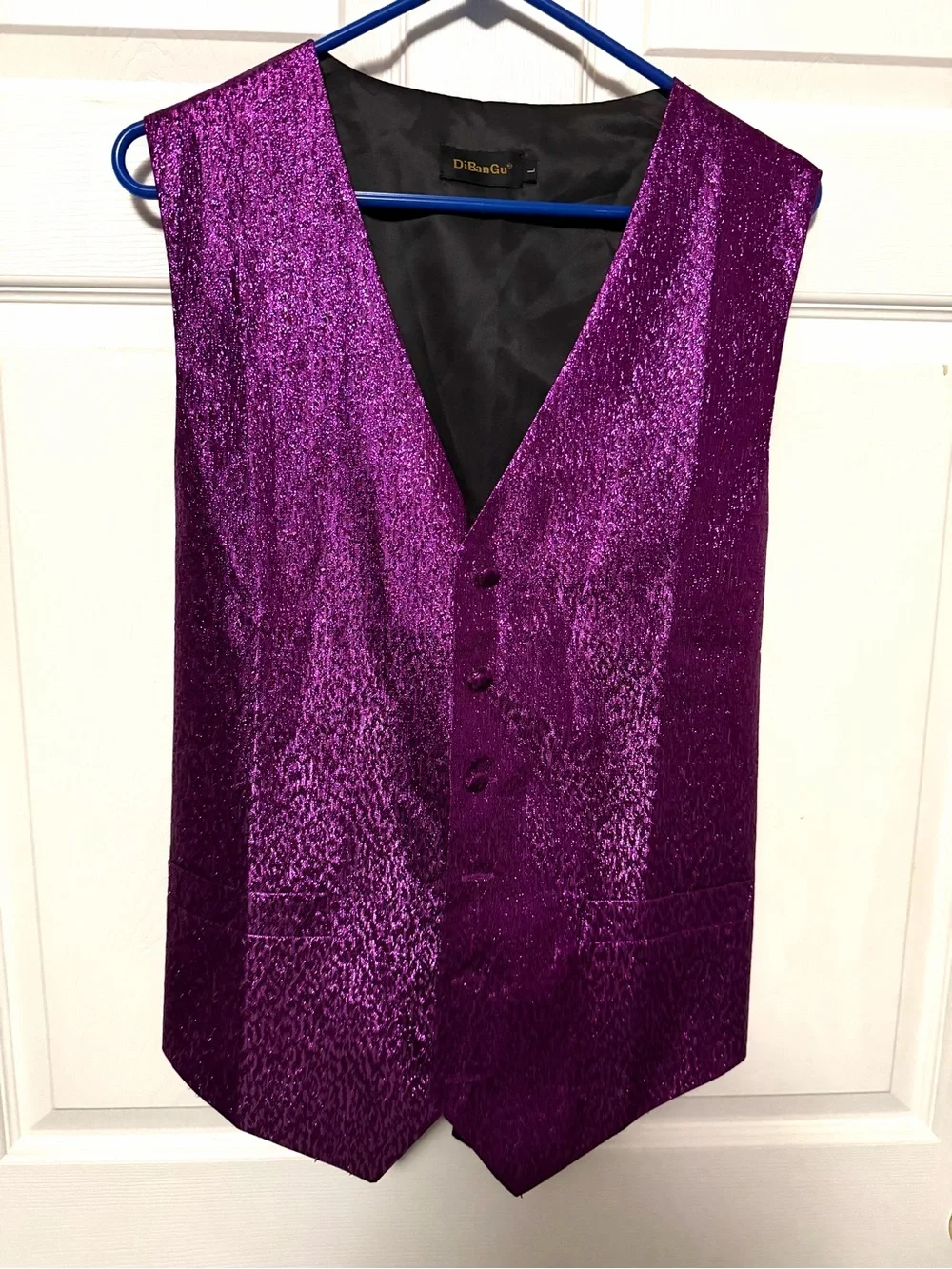 Diba Shimmery Purple Men's Satin Vest - V-Neck Button Front